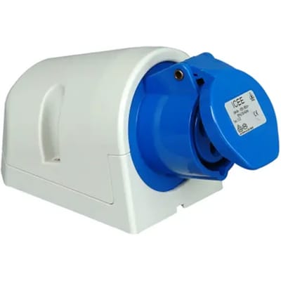 Kopp Spatwaterdicht Stopcontact Verticaal Geaard Lateraal 1-polig Grijs / Blauw Ip44