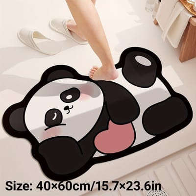 Een superabsorberende, antislip badkamermat, zachte badmat, vloerkleed Geschikt voor douches, badkuipen en buitendeuren, schattige pandaprint, woondecoratie, badkamerdecoratie.