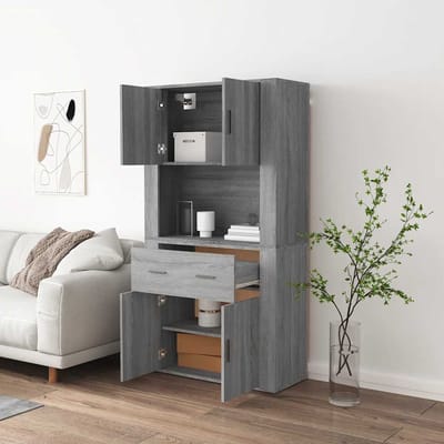 vidaXL - Hoge - kast - bewerkt - hout - grijs - sonoma - eikenkleurig