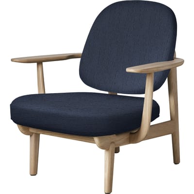 Fritz Hansen Fred Loungefauteuil - JH97 - blauw - eiken helder gelakt