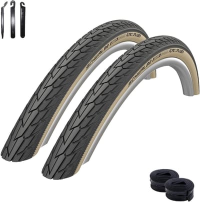 2x Fietsbanden Zwart/Gumwall 26 x 1.75 (47-559) met K-Guard en 2 Binnenbanden + Bandenlichters