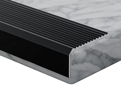 Aluminium Profiel - Trapprofiel Rand - Veilig Lopen - Antislip Groeven - 90 cm Lengte - Zwart