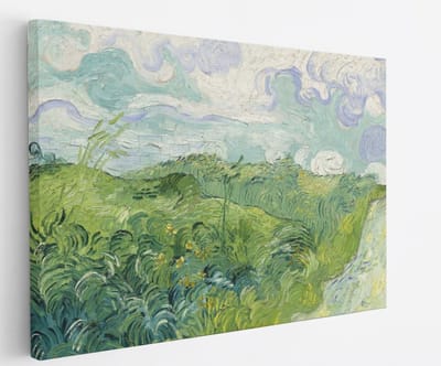 Saammp Canvas Schilderij - Groene Tarwevelden - Van Gogh - Oude Meesters - 45x30 - Foto op canvas - Wanddecoratie - muurdecoratie Woonkamer - Slaapkamer decoratie - Canvas Print