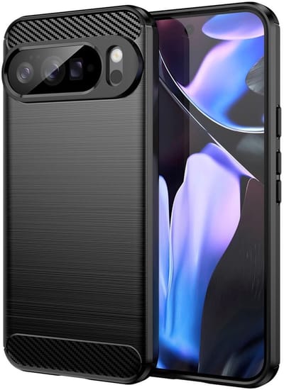 Geborsteld TPU Hoesje Geschikt voor Google Pixel 10 Pro XL | Beschermhoes | Back Cover | Flexibel TPU | Stijlvol Carbon | Dun | Zwart