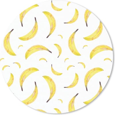 Muismat rond 20x20 cm - Mousepad Bananen - Wit - Sjablonen - Ronde muismatten