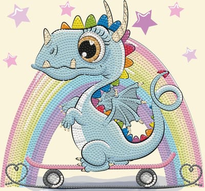 DIAMOND DOTZ Dragon Skate - Diamond Painting - 3.272 Dotz - 25x23 cm