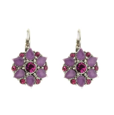 Behave - Oorstekers bloemvorm steentjes - Paars roze - Retro chique