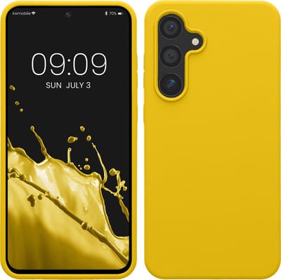 kwmobile telefoonhoesje geschikt voor Samsung Galaxy S24 FE - Hoesje met siliconen coating - Smartphone case in stralend geel