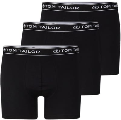Tom Tailor - Halflange boxershorts in een 3-pack - Maat XL/7 - black-black-black