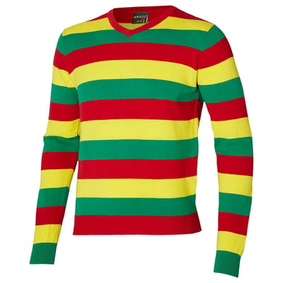 Morethansocks - Gebreide carnavalstrui met strepen - Rood/Geel/Groen - Maat S t/m XXL- Carnavalskleding dames - Carnavalskleding heren - Limburg