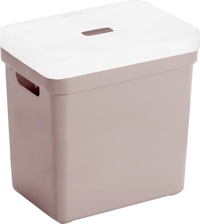 Sunware Opbergboxen met transparante deksel - 1x stuks - kastmanden - roze - 25 liter - kunststof - 35 x 25 x 36 cm - Opbergers