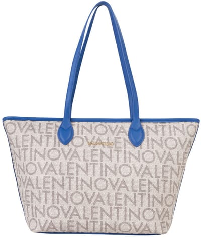 VALENTINO shopper Logo Shopping Bag Beige / Blu