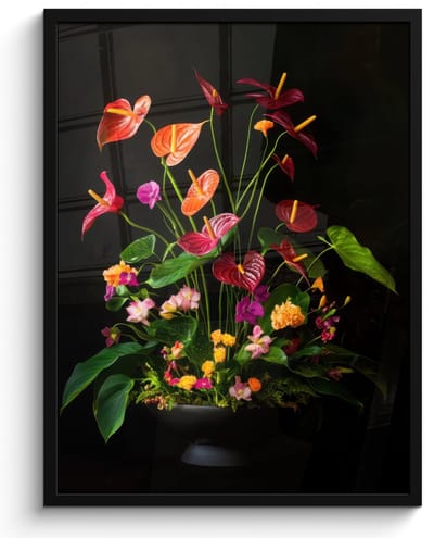 Poster in lijst - Fotolijst 50x70 cm - Posters - Bloemen - Vaas - Kleurrijk - Posterlijst zwart - Decoratie - Wanddecoratie woonkamer - Muurdecoratie slaapkamer