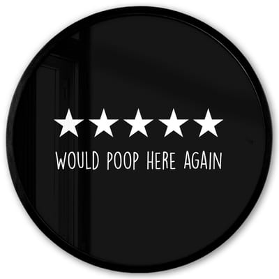 Poster in lijst Rond - Fotolijst 40x40 cm - Posters - Quotes - Would poop here again - Humor - Zwart - Spreuk - Ronde posterlijst zwart - Decoratie - Wanddecoratie woonkamer - Muurdecoratie slaapkamer