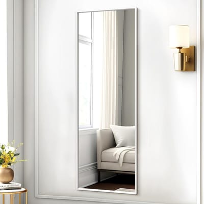 Grote Hangspiegel van 120x40cm met Metaal Frame voor Slaapkamer, Woonkamer en Badkamer, Wit en Rechthoekig