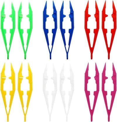 12 Stuks Plastic Pincetten van 10 cm voor Voeding van Reptielen, Creatief Knutselmateriaal en Beads, Ideaal voor Kinderen en Amfibieën