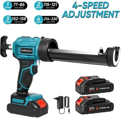 Allero Kitpistool - Kit - Kitspuit - Elektrische Kitspuit - 4 Snelheden - 18V Beslag - Incl. 2 Accu's - 360 graden - LED licht