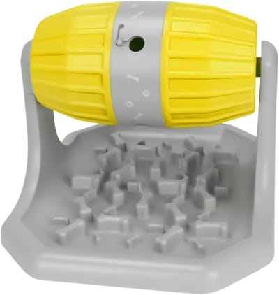 Hondenbak Slowfeeder - Anti-schrokbak Puzzel - Gezond Eten - In Hoogte Verstelbaar - 32x26x23 cm - Geel