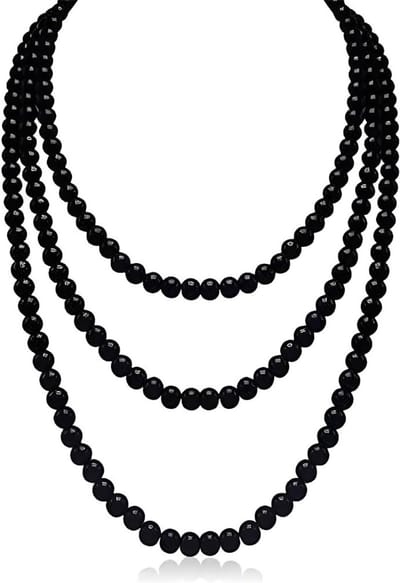 Elegante Faux Pearl Ketting van 150 cm voor Dames - Lange 20s Gatsby Kostuumaccessoires in Zwart, Perfect voor Feestjes en Speciale Gelegenheden