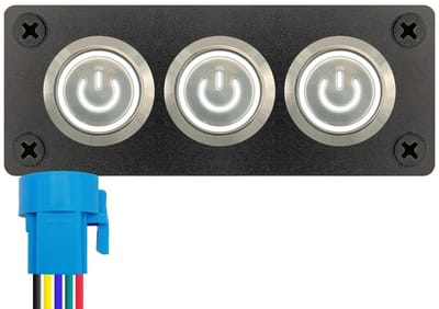 ProRide Metalen drukschakelaar 220V ON-OFF - Inbouwpaneel drievoudig - 22mm - IP67 - LED indicatie Wit