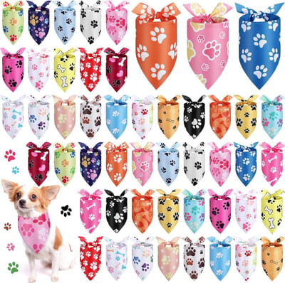 Hondenbandana's 50 stuks - Huisdier sjaals - Feestelijke decoratie - Zachte polyester stof - 80 x 55 cm - Diverse prints