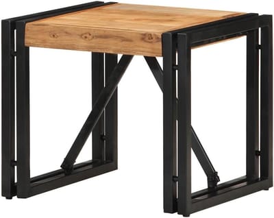 Massief houten salontafel - Bijzettafel vierkant - Opbergruimte creëren - Uniek karakter hout - 40 x 40 x 35 cm