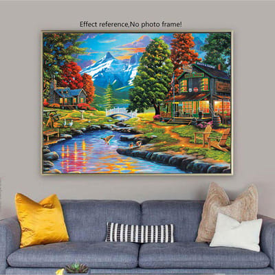 Broderie diamant Paysage de montagne Cadeau fait main Peinture diamant complète Point de croix Image 20X30CM