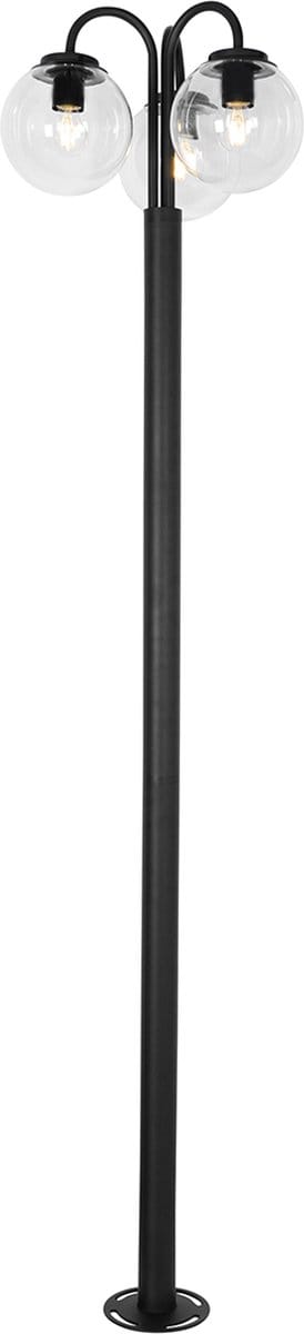 QAZQA sfera - Moderne Staande Buitenlamp | Staande Lamp voor buiten - 3 lichts - H 200 cm - Zwart - Buitenverlichting