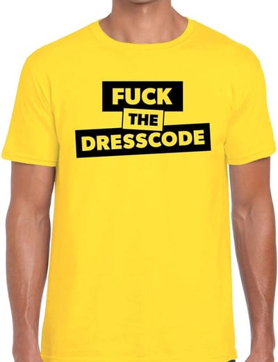 Fuck the dresscode tekst t-shirt geel heren - heren shirt Fuck the dresscode S