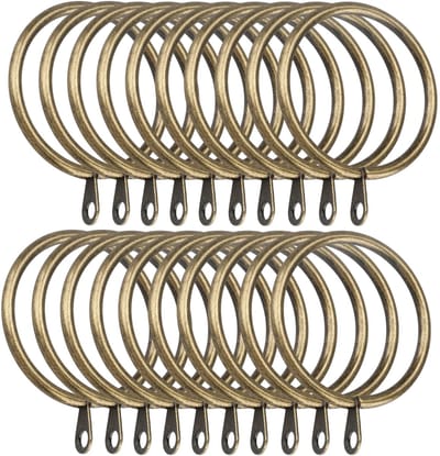 Gordijnringen, 45 mm binnendiameter, decoratieve gordijnringen met haken en ogen, geschikt voor gordijnroedes, antiek brons.