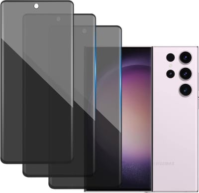 Hoogwaardige geharde glazen screen protector, anti-glans en anti-kijkbescherming voor Galaxy S23 Ultra, 6.8 inch, set van 3