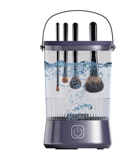 Make-upkwastenreiniger - Automatische reinigingstool voor make-upkwasten - Geschikt voor sponzen en beautyblenders - Efficiënte en gebruiksvriendelijke dagelijkse make-upreiniger - Draagbaar (paars - 15,3 * 9,6 * 10 cm)