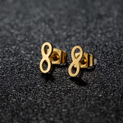 WeLoveSilver - oorstekers chirurgisch staal - goudkleurig - infinity - 3x6x3 cm