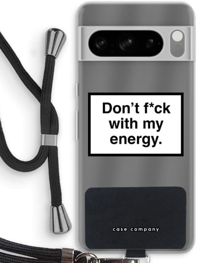 Case Company® - Hoesje met koord geschikt voor Google Pixel 8 Pro hoesje met Koord - My energy - Telefoonhoesje met Zwart Koord - Bescherming aan alle Kanten en Over de Schermrand
