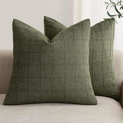 Decoratieve Sierkussenhoezen - Kussenhoes Set - Woonkamer Decoratie - Klassiek Ruitpatroon - 45 x 45 cm - Olijfgroen