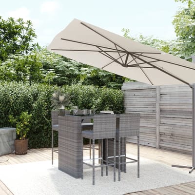vidaXL - 5-delige - Tuinbarset - met - kussens - poly - rattan - grijs