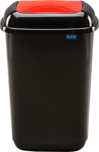 Plafor Quatro Bin, Prullenbak voor afvalscheiding - 45L – Rood/Zwart - Afvalbak voor gemakkelijk Afval Scheiden en Recycling - Afvalemmer - Vuilnisbak voor Huishouden, Keuken en Kantoor - Afvalbakken - Recyclen