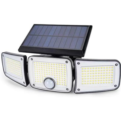 Applique murale solaire LED à trois têtes, éclairage d'extérieur avec capteur de corps humain, lampadaire fendu pour jardin noir