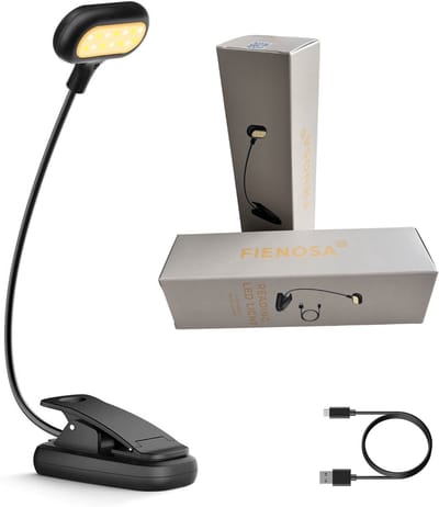 Fienosa Leeslampje – Oplaadbaar & Dimbaar – Boeklamp voor in Bed – Warm LED Licht