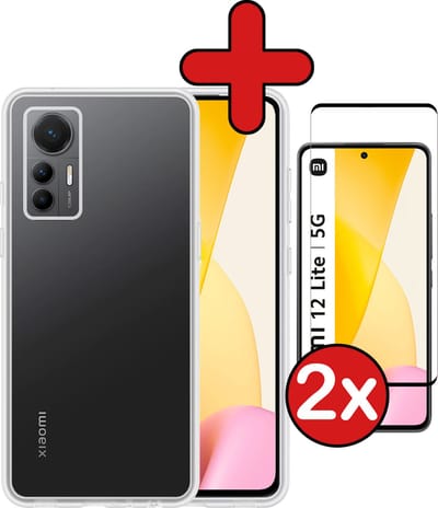 Hoesje - Met 2x Screenprotector - Geschikt voor Xiaomi 12 Lite - Sterk & Shockproof - Telefoon Hoes - Back Cover - Siliconen Case - Telefoonhoes - Transparant