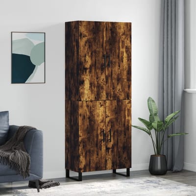 vidaXL - Hoge - kast - 69,5x34x180 - cm - bewerkt - hout - gerookt - eikenkleurig