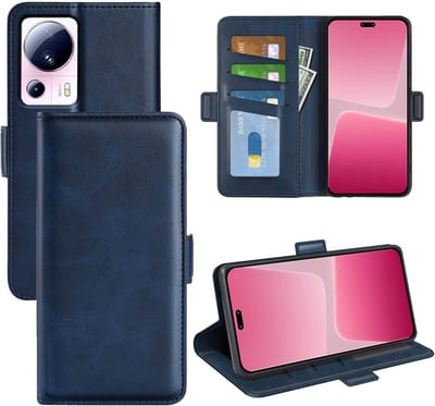 MobyDefend Hoesje - Geschikt voor Xiaomi 13 Lite - Luxe Wallet Book Case (Sluiting Zijkant) - Blauw