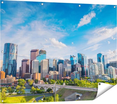 Gards Tuinposter Skyline Calgary Stad in Canada - 120x90 cm - Tuindoek - Tuindecoratie - Wanddecoratie buiten - Tuinschilderij