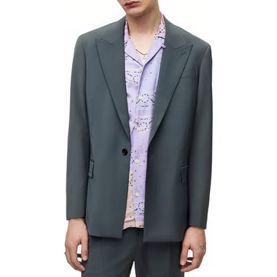 AllSaints Berto Blazer Smoke Blue Size: 44 | Blazers Outlet | Heren | Grijs