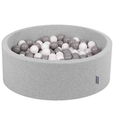 KiddyMoon ballenbad 90x30cm - 300 ballen ∅ 7cm ballenbad met kleurrijke ballen voor baby's kinderen rond - lichtgrijs:wit/grijs
