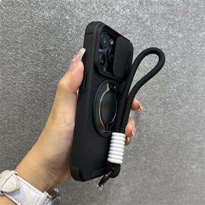 Schuif Camera Beschermring Magnetische Hoes Voor iPhone 16 15 14 13 12 11 Pro Max Polsband Koord Voor Magsafe Schokbestendige Hoes For iPhone 14 ProMax
