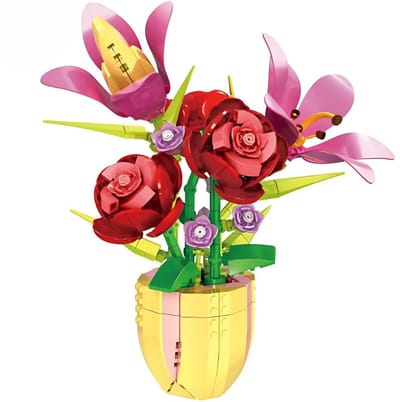Woma - Rozen & lelies bloemen in vaas | Botanical Flowers Collection | Classic Creator STEM speelgoed bloemenboeket bouwpakket | Icons modelbouw bloemenpracht volwassenen & kinderen | kunstbloemen | 450 bloks