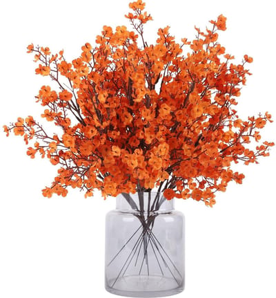 Allecto - Kunstbloemen - Gypsophila - Voordelig en veelzijdig - Oranje - Decoratie voor bruiloften - Perfect voor elk interieur - 12 stuks