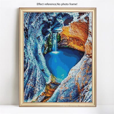 Peinture de diamant ronde complète, mosaïque de diamant, broderie complète, image d'affichage 20X30CM blue