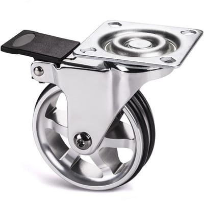 Meubelwiel Bobby Ø 75 mm aluminium wiel met rem